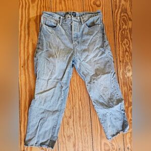 Gap Mid Rise Destructed Boyfriend Jeans - Light Indigo - sz 10/30R